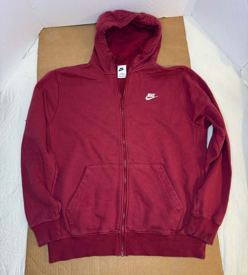 Nike Club Fleece Full-Zip Hoodie Size Large Red